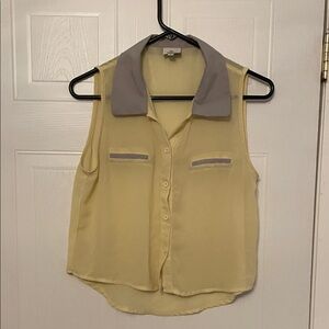 Delicious Yellow Blouse with Gray Collar